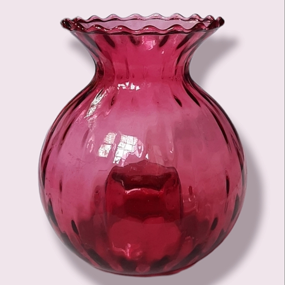Pilgrim Cranberry Glass Candle Holder